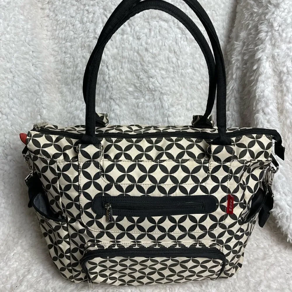 Soho Grand Central diaper bag set beige and black Nylon